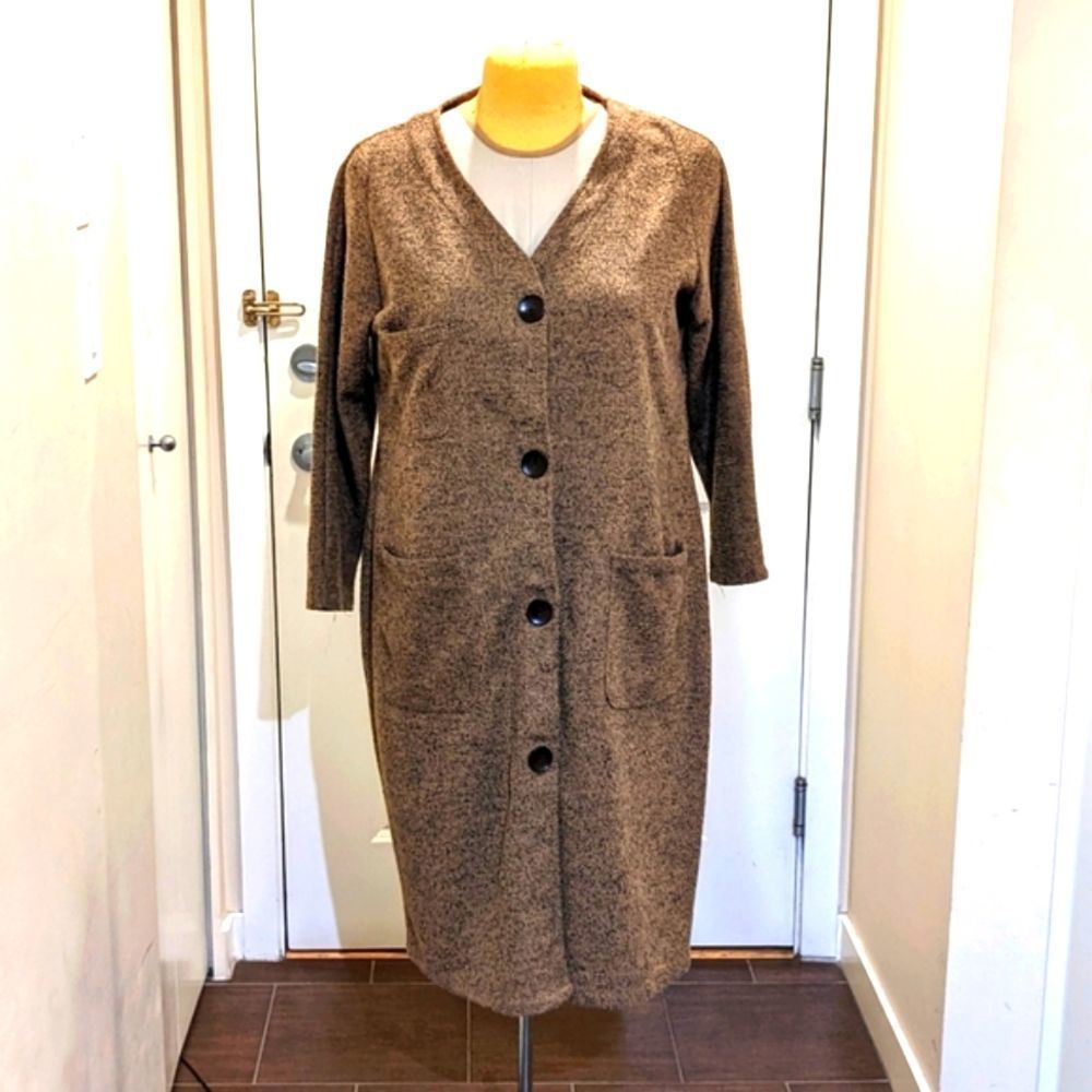 Mulberry Clothing XL Marled Brown Super Soft Knee Length Sweater